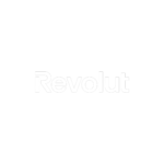 En enkel bild med svart bakgrund och ordet "Revolut" centrerad i vit text som en del av kampanjen betalningssystem.